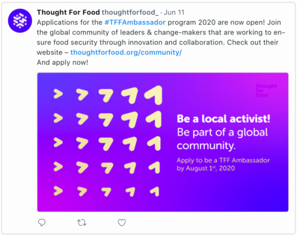 2020 Thought For Food Ambassador Application